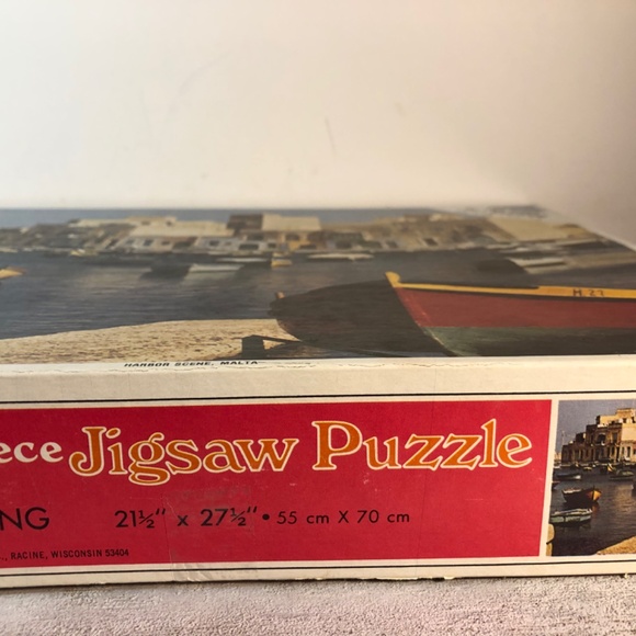 Vintage Whitman 1000-piece jigsaw puzzle featuring a "Harbor Scene, Malta - Picture 2 of 7